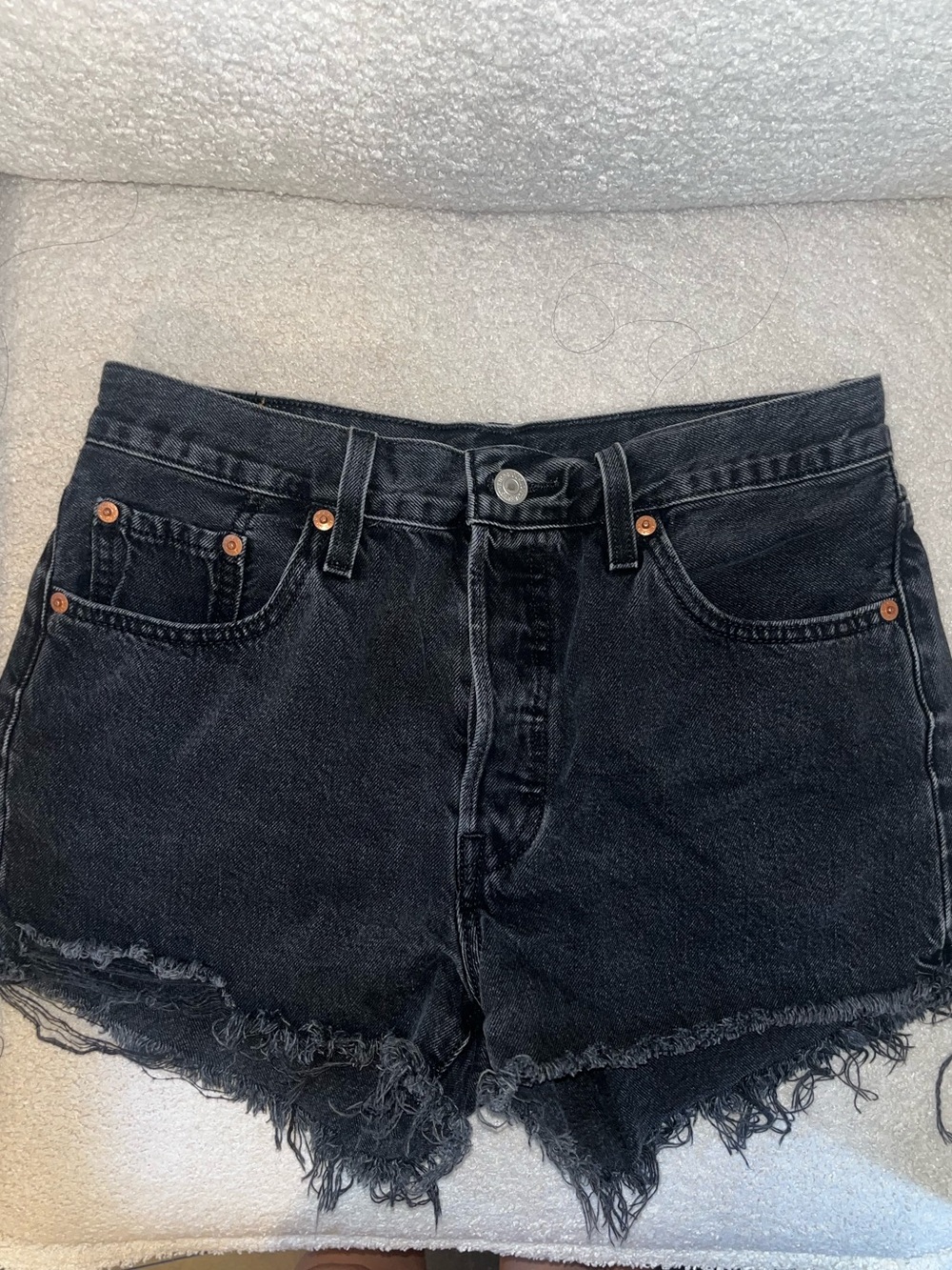 Levi's Black Frayed Hem Denim Shorts size 29